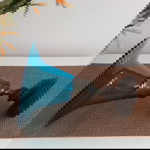 Βάζο Vintage aqua μπλε με βάση από μπρούτζο