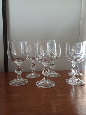 Bohemia Crystal Wine Glasses set of 6 with Hand Carving 150 ml