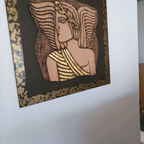 Framed ceramic artwork like new 60x60