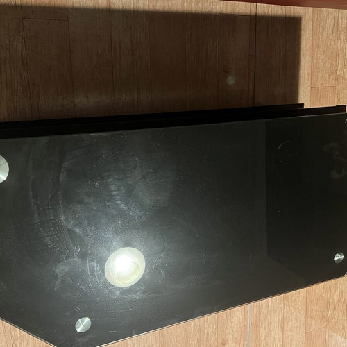 Glass TV table black, used