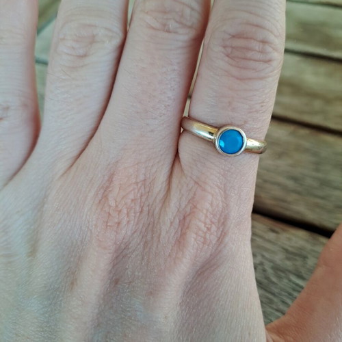 Gold Plated Silver 925 Turquoise Ring Adjustable, Like New