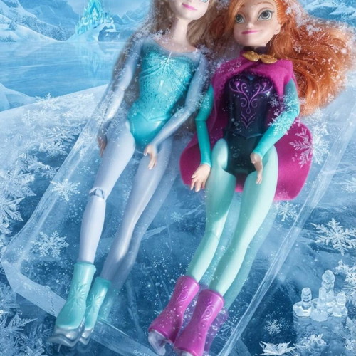 Disney Frozen Elsa and Anna ice skating dolls set Mattel