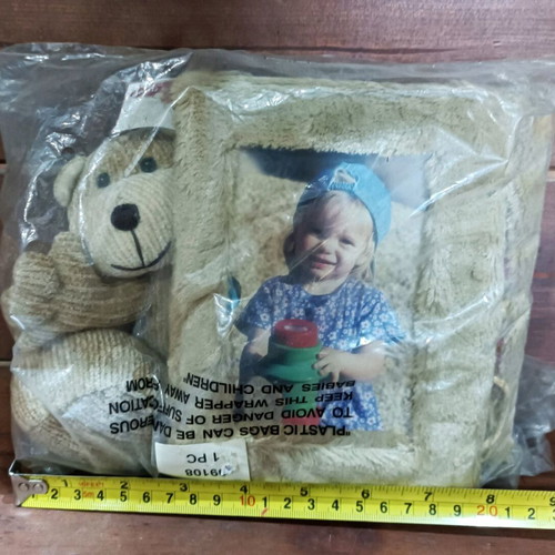 Children's photo album with plush teddy bear new