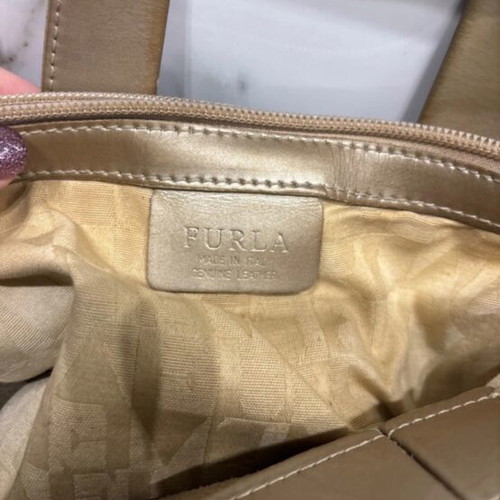 Furla handbag used, gold, Italian leather, needs repainting