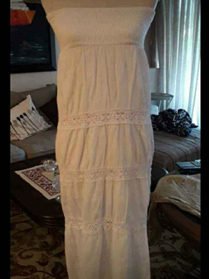 Dress used white with lace strapless size S