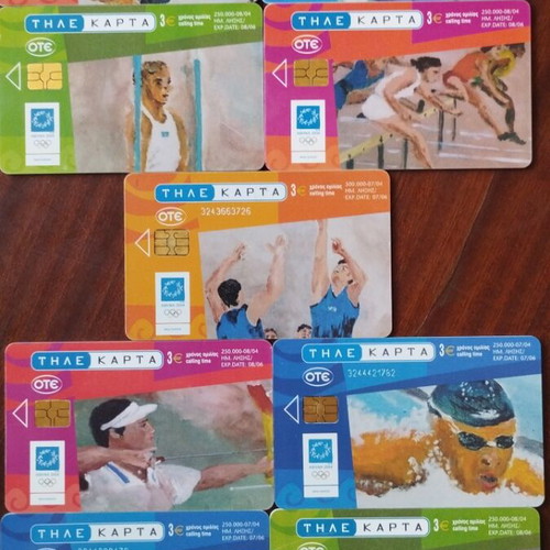 Greek phone cards, pack of 18, year 2004