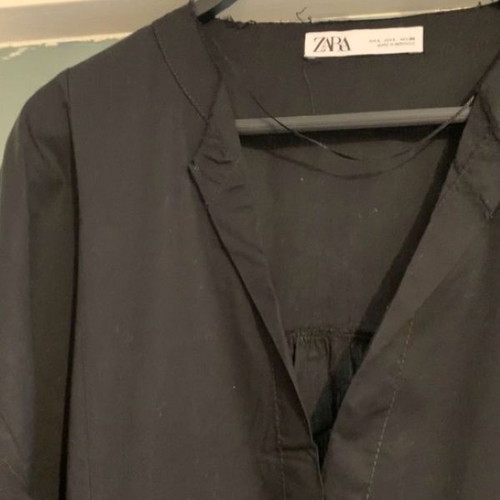 Zara Boho Oversize Dress L Black Cotton Poplin Like New