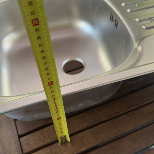 Kitchen sink inox single bowl with apron and faucet, new