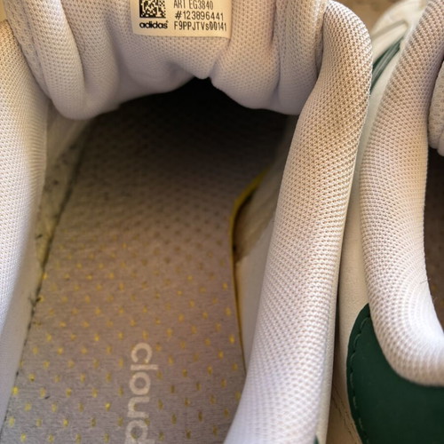 Adidas Grand Court sneakers like new, white with green and black stripes, size 46