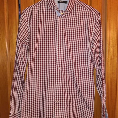 Celio checked shirt, white and red, size M