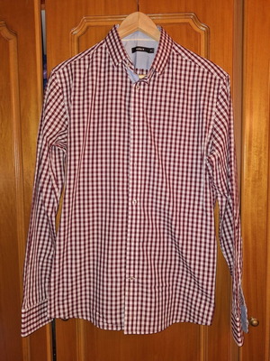 Celio checked shirt, white and red, size M