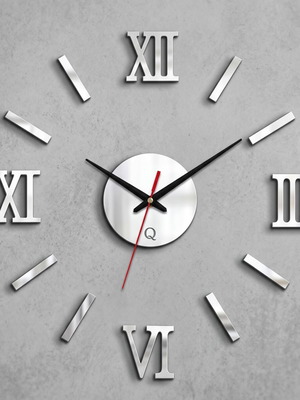 Modern DIY Wall Clock Silver Mirror Acrylic