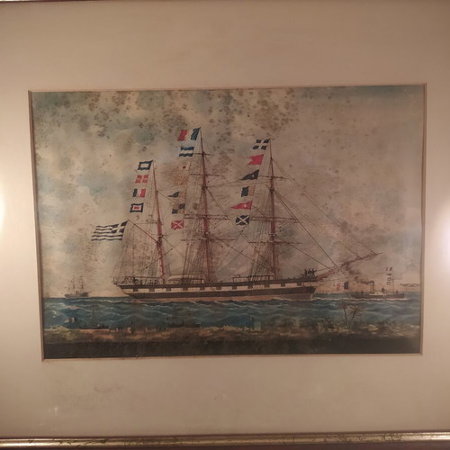 Wooden frames set of 2 with ship theme, like new, approx. 40x30cm