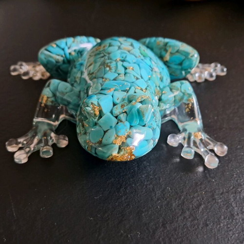 Decorative turquoise frog handmade, new