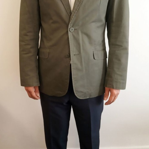 Butler and Webb men's double-breasted jacket khaki color like new