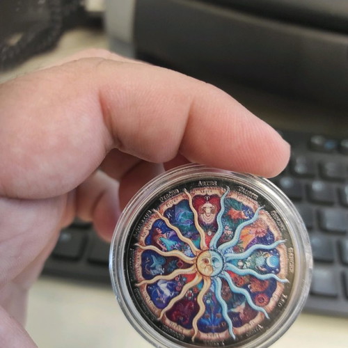 Commemorative medal with zodiac circle in safety capsule new