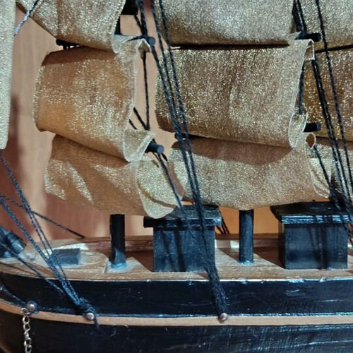 Cutty Sark decorative wooden ship used with gold sails