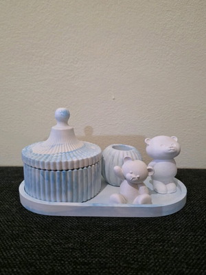 Porcelain decorative set with bears and tray new