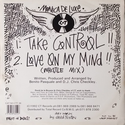 Monica De Luxe Take Control vinyl record used, electronic house