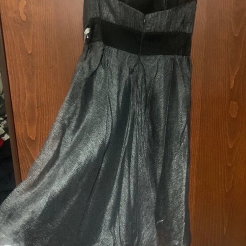 Silk dress like new, gray with transparent vest and sequins