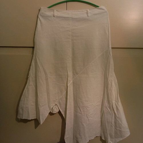 Handmade cotton skirt used with crochet design, M/L, white