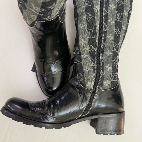 Louis Vuitton boots leather and fabric like new, size 39