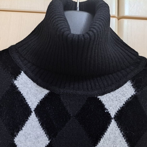 Wool sweater new, black and grey, turtleneck, sizes XS to M
