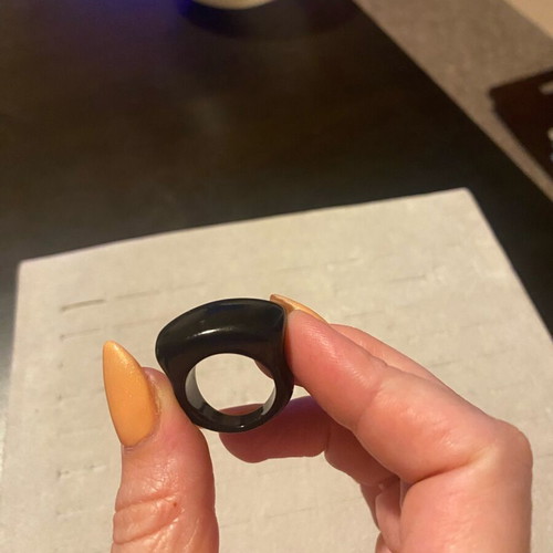 Bone ring like new, size 19.4 mm, black