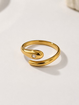 Gold Open Adjustable Ring Stainless Steel New