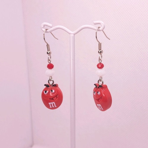 M&M's candy earrings new, red
