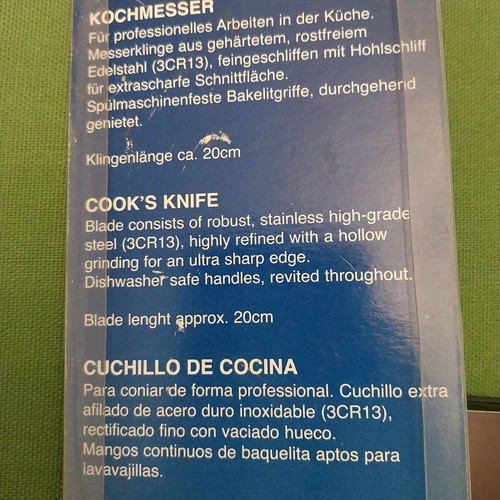 Chef knife stainless steel like new, 20 cm blade