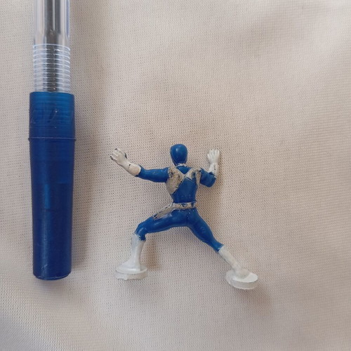 Mini collectible Blue Ranger figure used, cake topper, 3.5 cm