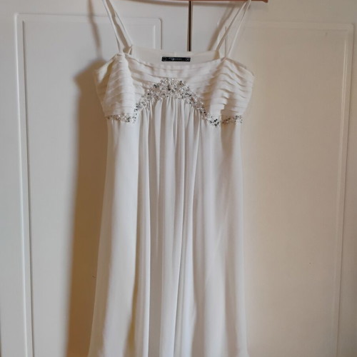 Raxevsky white silk dress medium with beads