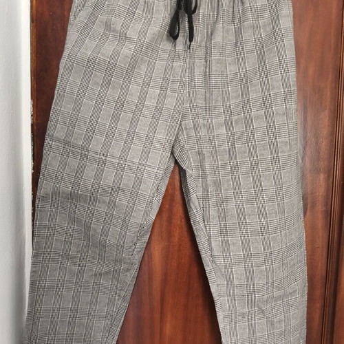 Shein checked pants summer large like new, white and gray
