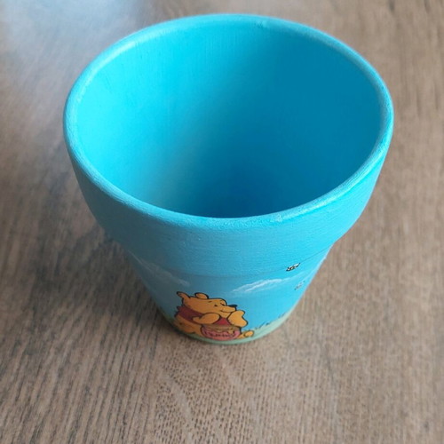 Hand-painted clay flowerpot new with acrylics