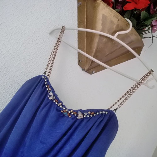 Women's dress used blue roua with beads and shells size Medium