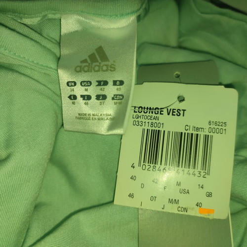Adidas Womens Lounge Vest new, green, sizes L and XL