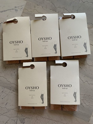 Κάλτσες με σιλικόνη Oysho hold-up καινούργιες, μπεζ, vintage look