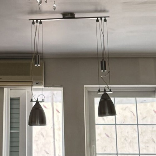 Double Inox Pendant Light like new, modern industrial design