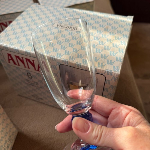 Bohemia crystal glass set like new, 12 water and 12 wine glasses