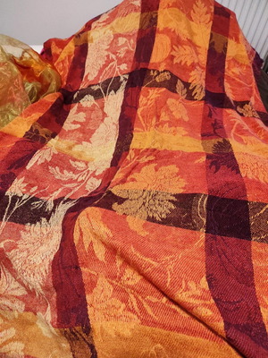 Throws used, set of 2, earth tones with orange base