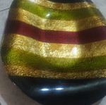 Decorative tray with gold, red and green stripes
