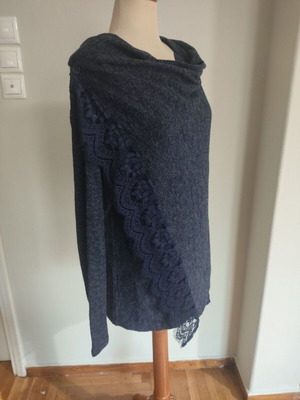 Elisa Landri blue gray long wrap sweater new size S/M
