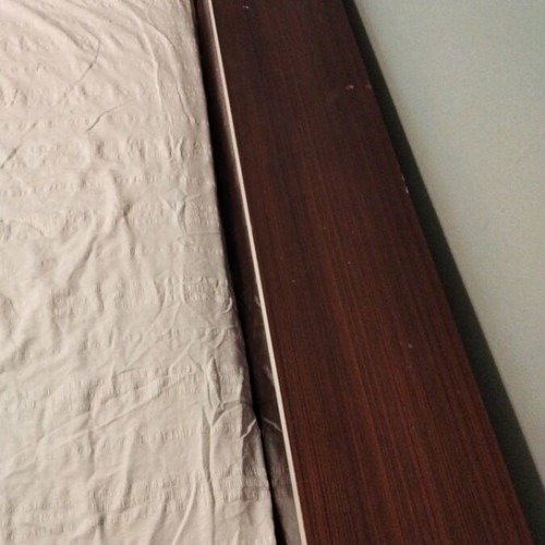 Double bed vintage used with storage headboard and wooden frame
