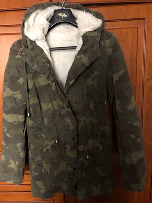 Women's parka jacket with detachable fur lining size S