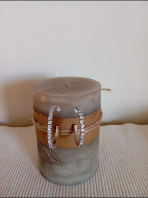 Silver hoop earrings with rhinestones like new