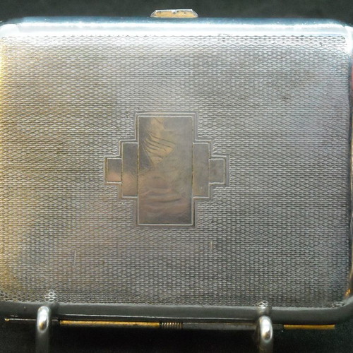 Cigarette case with geometric design in nickel-plated bronze used