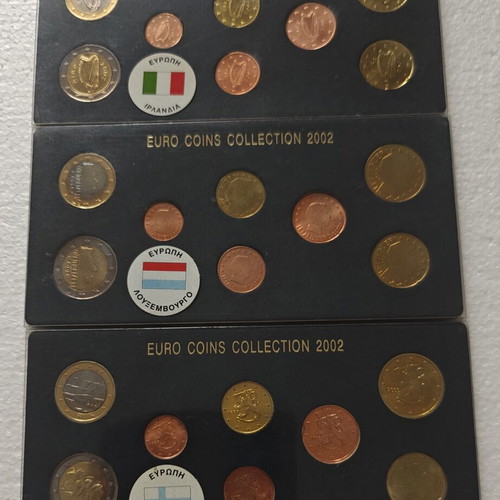 Euro Coins Collection 2002, Ireland Luxembourg Finland, lot of 3 sets