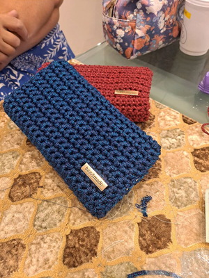 Handmade knitted wallet new, custom multicolor