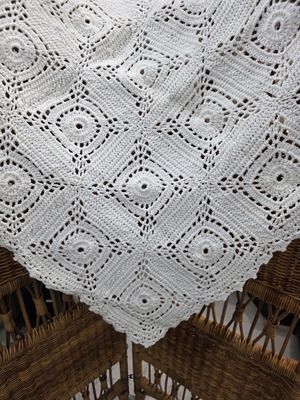 Handmade Baby Blanket Crochet Throw with Butterfly Motifs and Lace